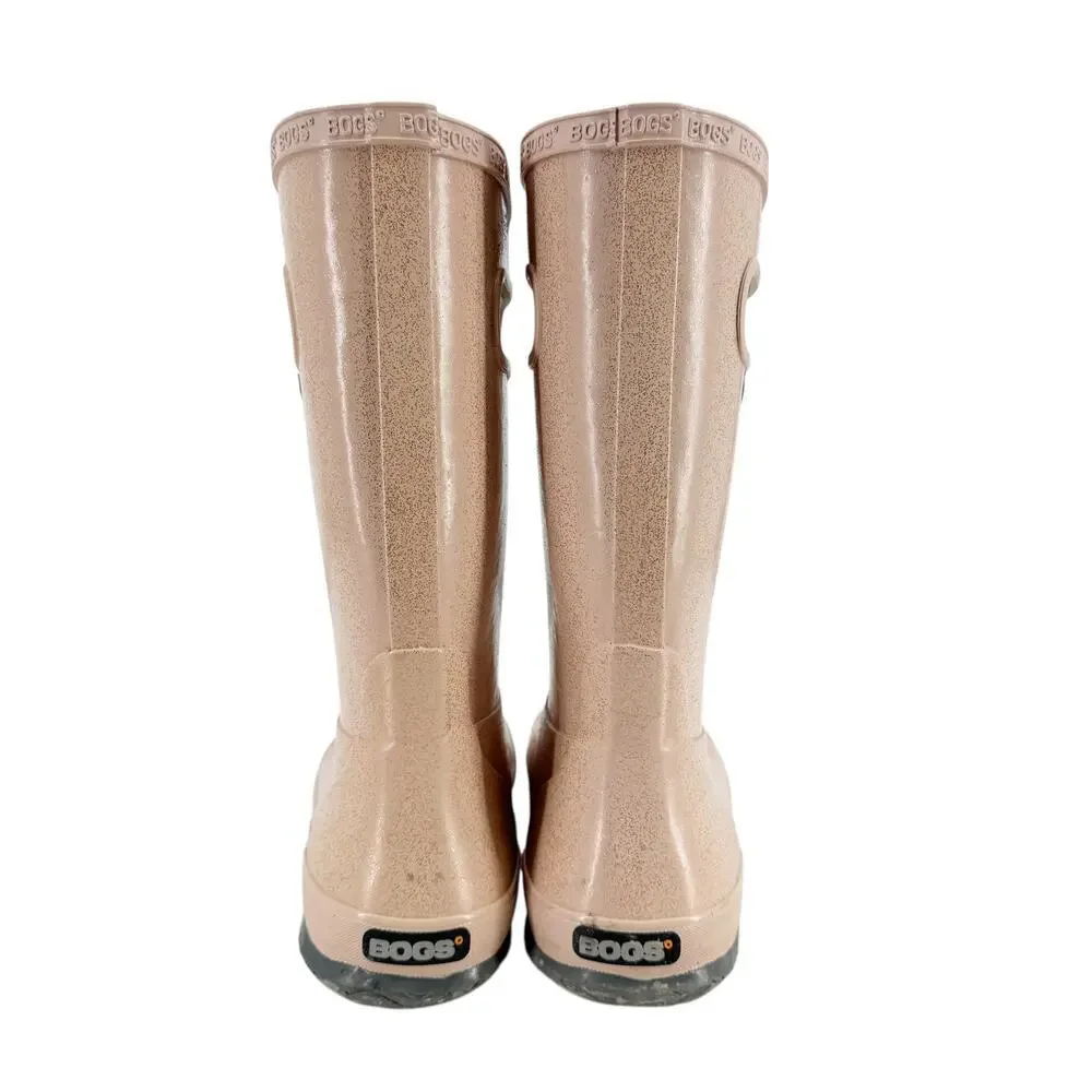 Bogs Girls Rainboot Glitter Kids' Rain Boots Rose Gold Size Youth 6 Waterproof